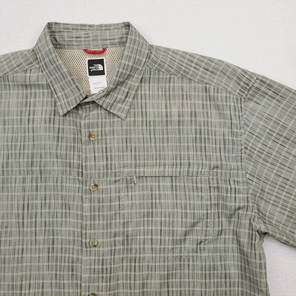 North Face Shirt Mens‎ Large Gray Striped Button Up Outdoor Casual Streetwear